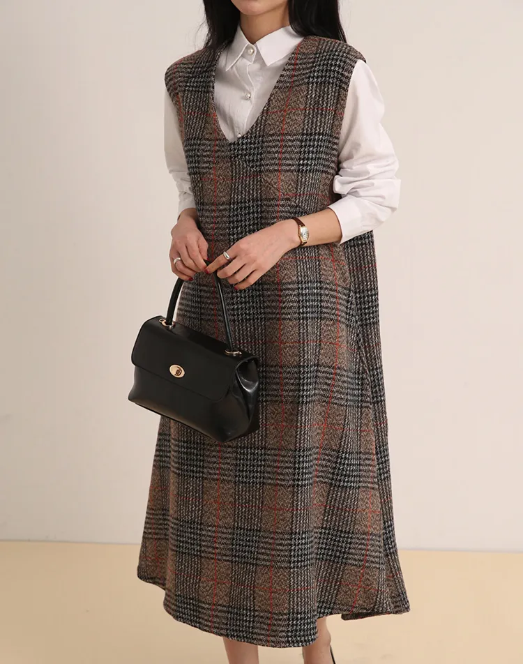 チェックノースリAラインワンピース | DHOLIC | 詳細画像1