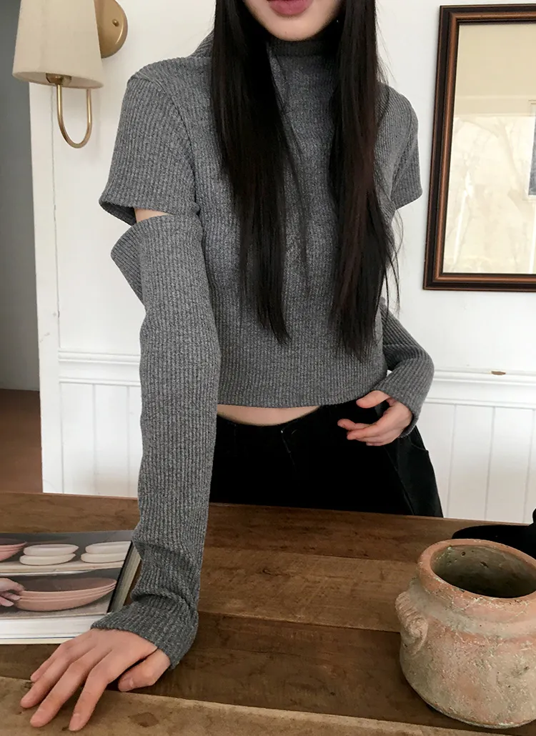 両起毛スリットスリーブハーフネックTシャツ | WONDERWONDER | 詳細画像1