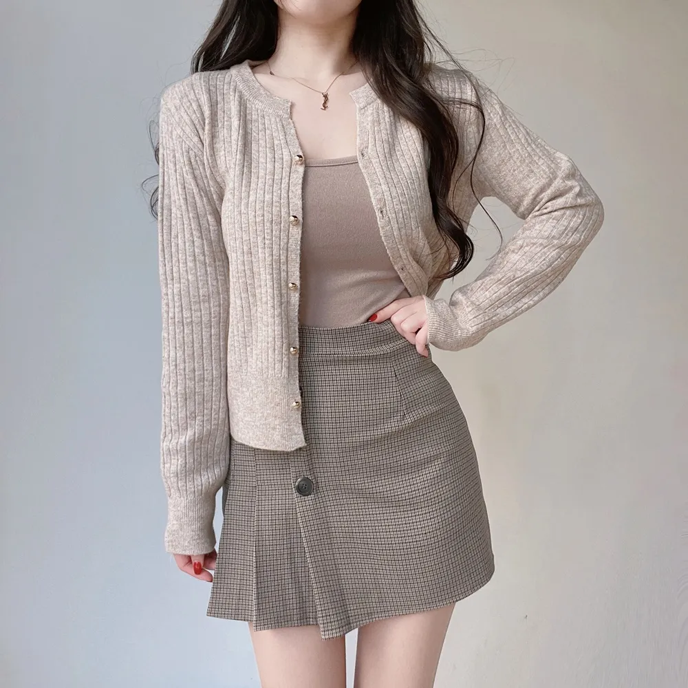 3ボタンプリーツチェックスカート | mirangmirang | 詳細画像5