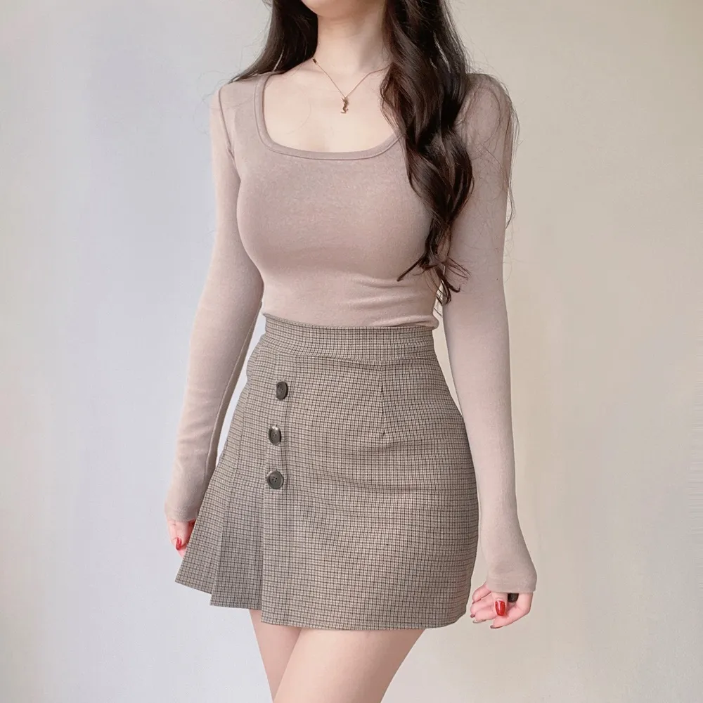 3ボタンプリーツチェックスカート | mirangmirang | 詳細画像13