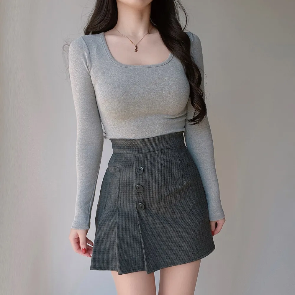 3ボタンプリーツチェックスカート | mirangmirang | 詳細画像16