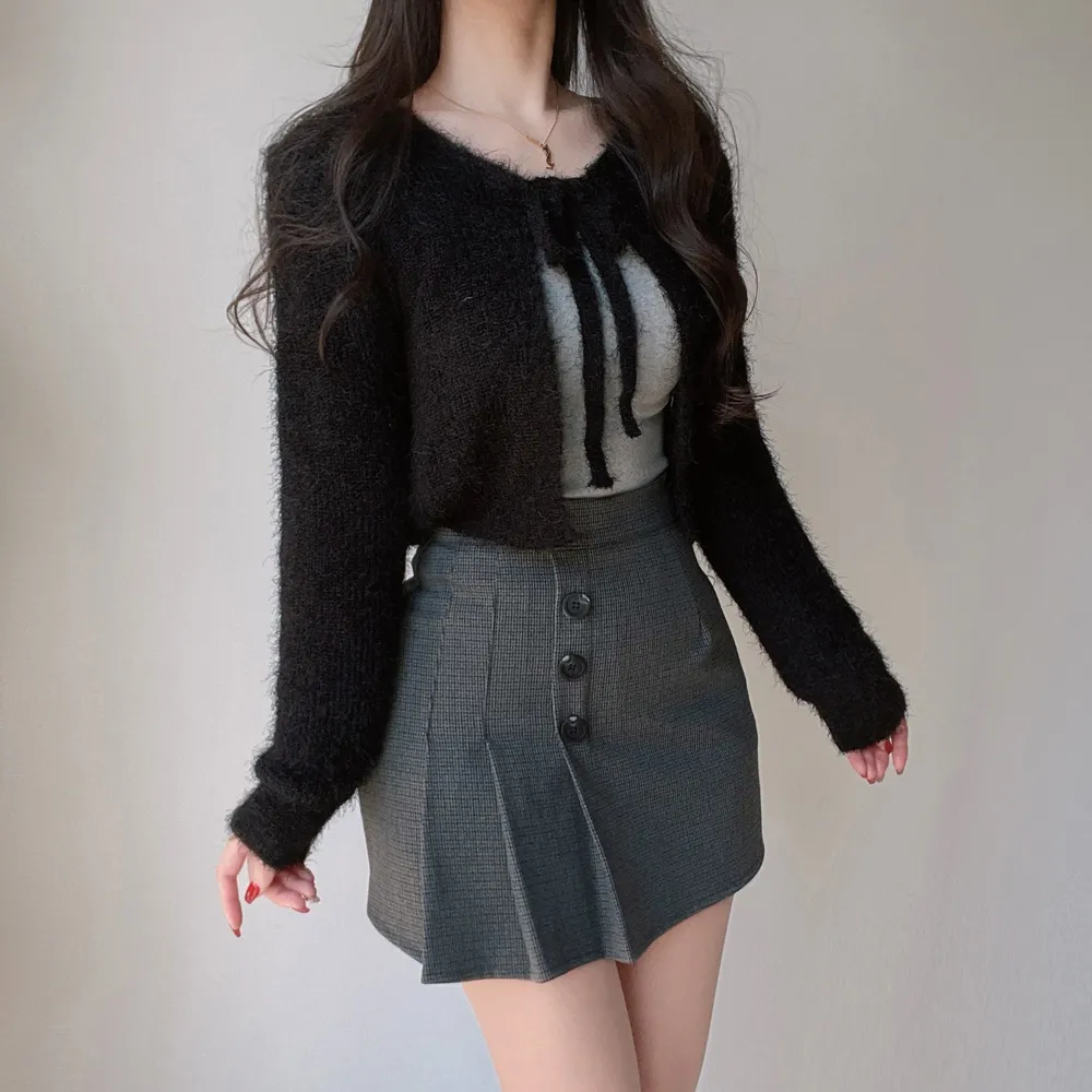 3ボタンプリーツチェックスカート | mirangmirang | 詳細画像21