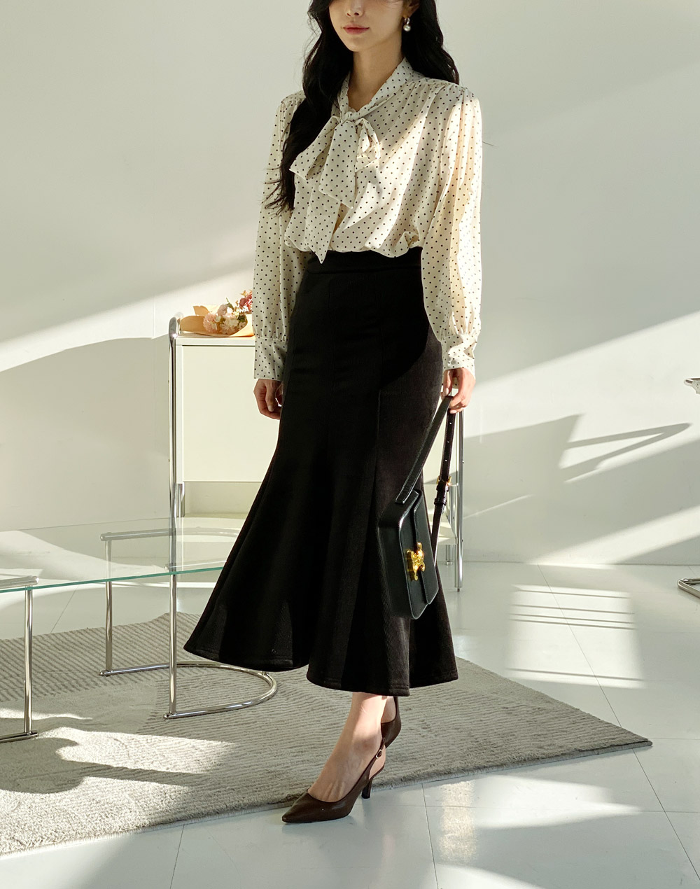 ハイネックドットリボンパフブラウス | DHOLIC | 詳細画像8