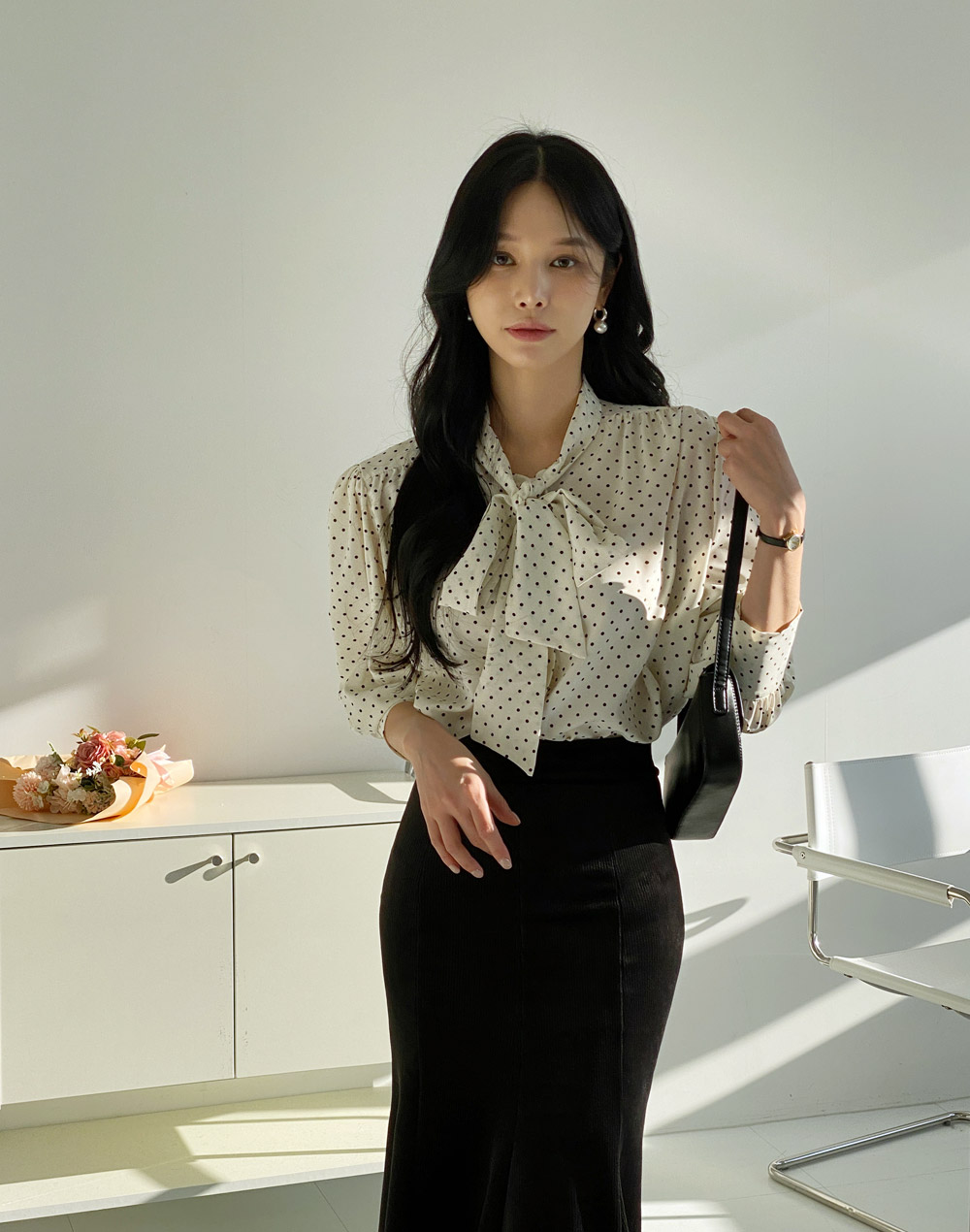 ハイネックドットリボンパフブラウス | DHOLIC | 詳細画像10