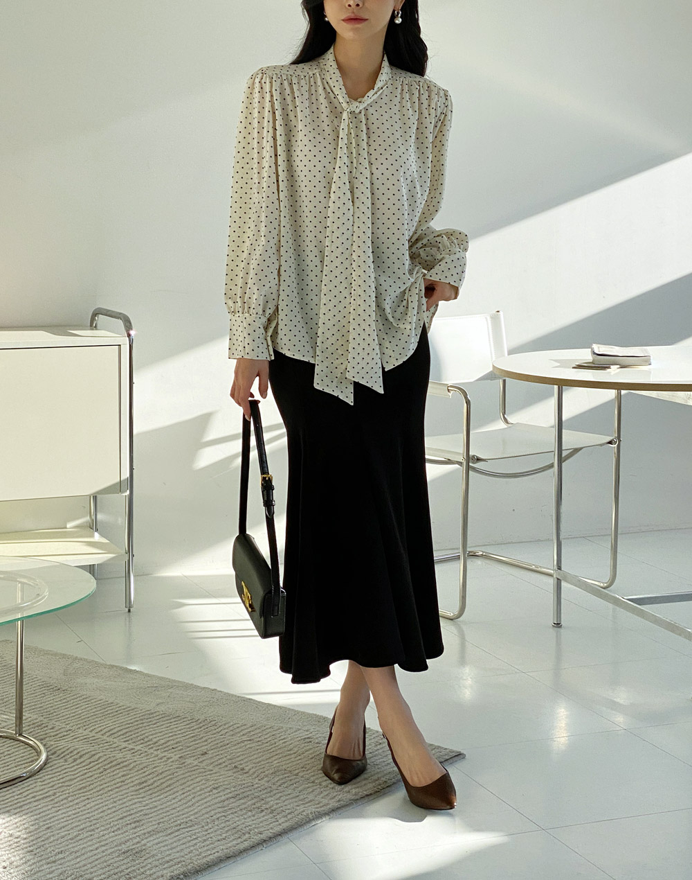 ハイネックドットリボンパフブラウス | DHOLIC | 詳細画像11