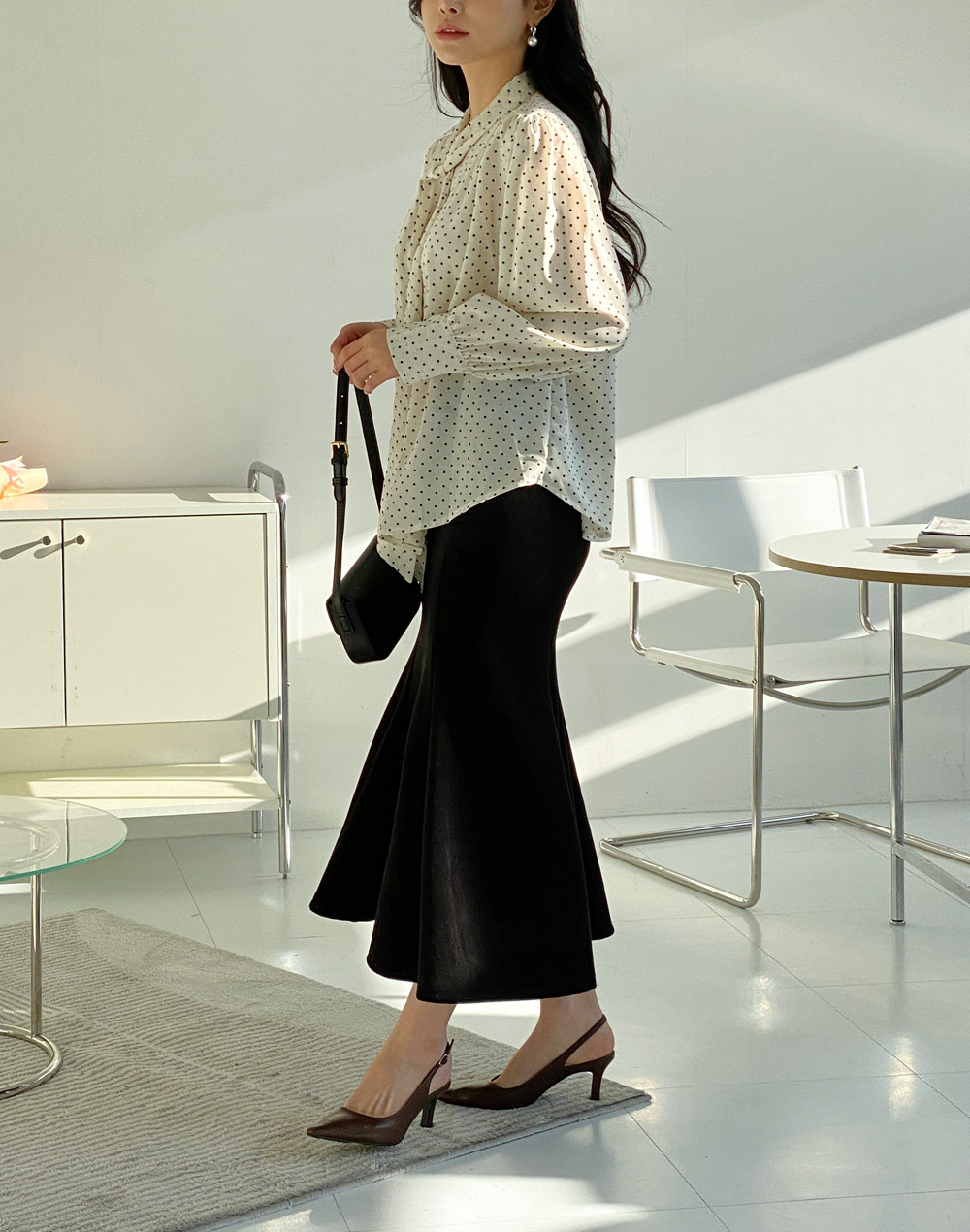 ハイネックドットリボンパフブラウス | DHOLIC | 詳細画像12