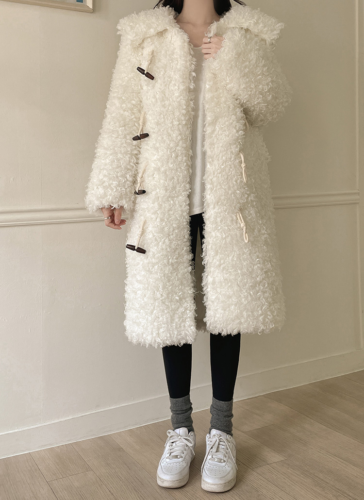 キルト裏地プードルエコファートグルボタンコート | レディース