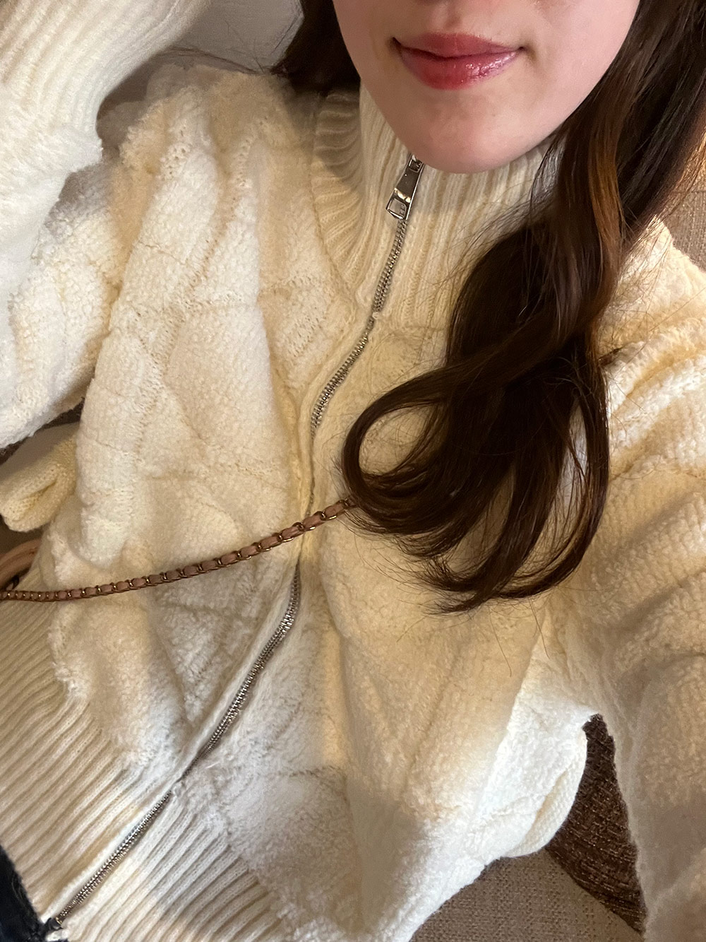 再入荷*クロスソフトタッチニットジップカーディガン 再入荷*クロスソフトタッチニットジップカーディガン