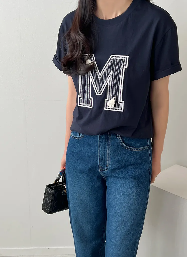 M刺繍半袖Tシャツ | girlsdaily | 詳細画像1