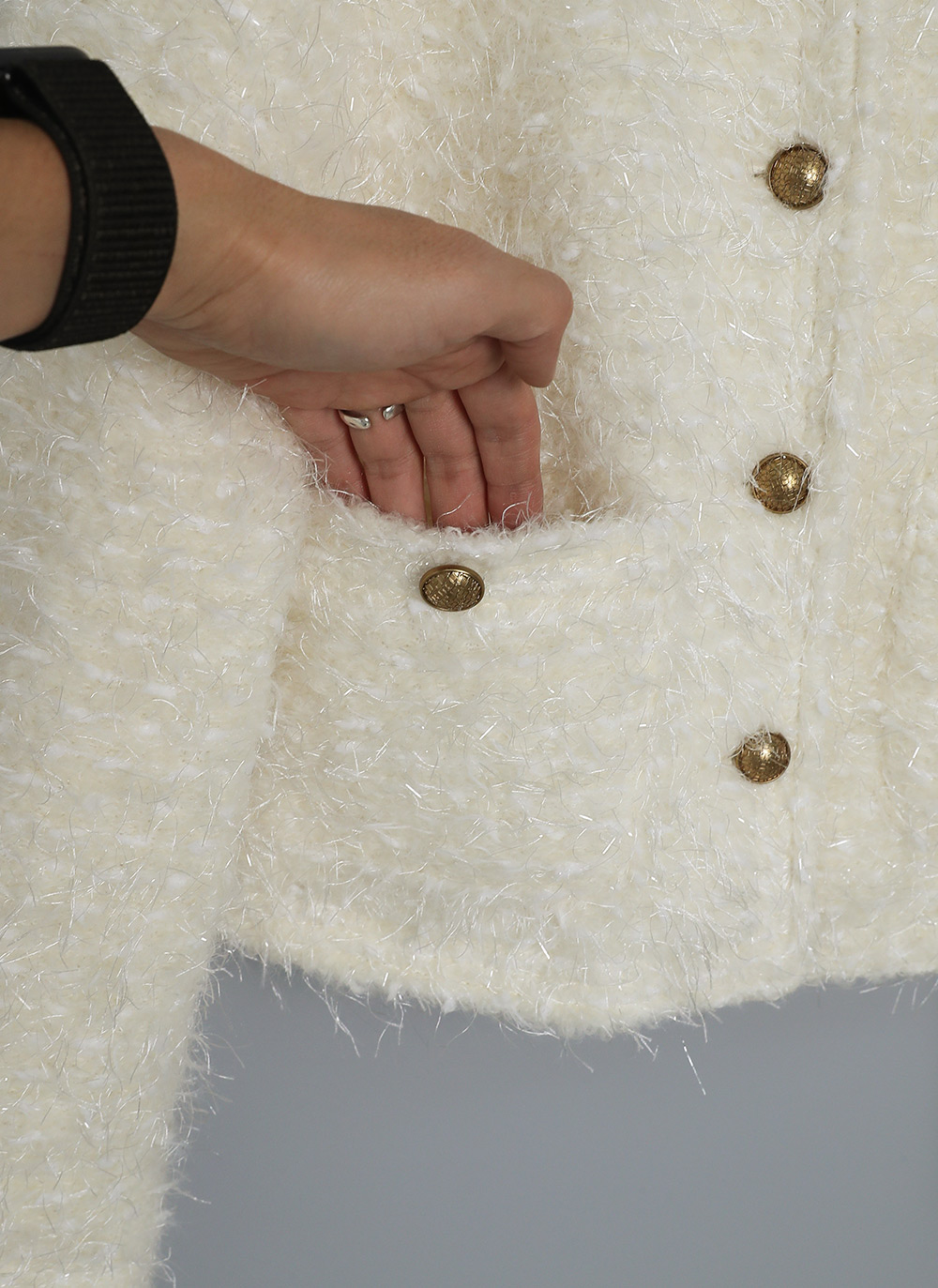 ゴールドボタンシャギージャケット | レディースファッション通販 - DHOLIC