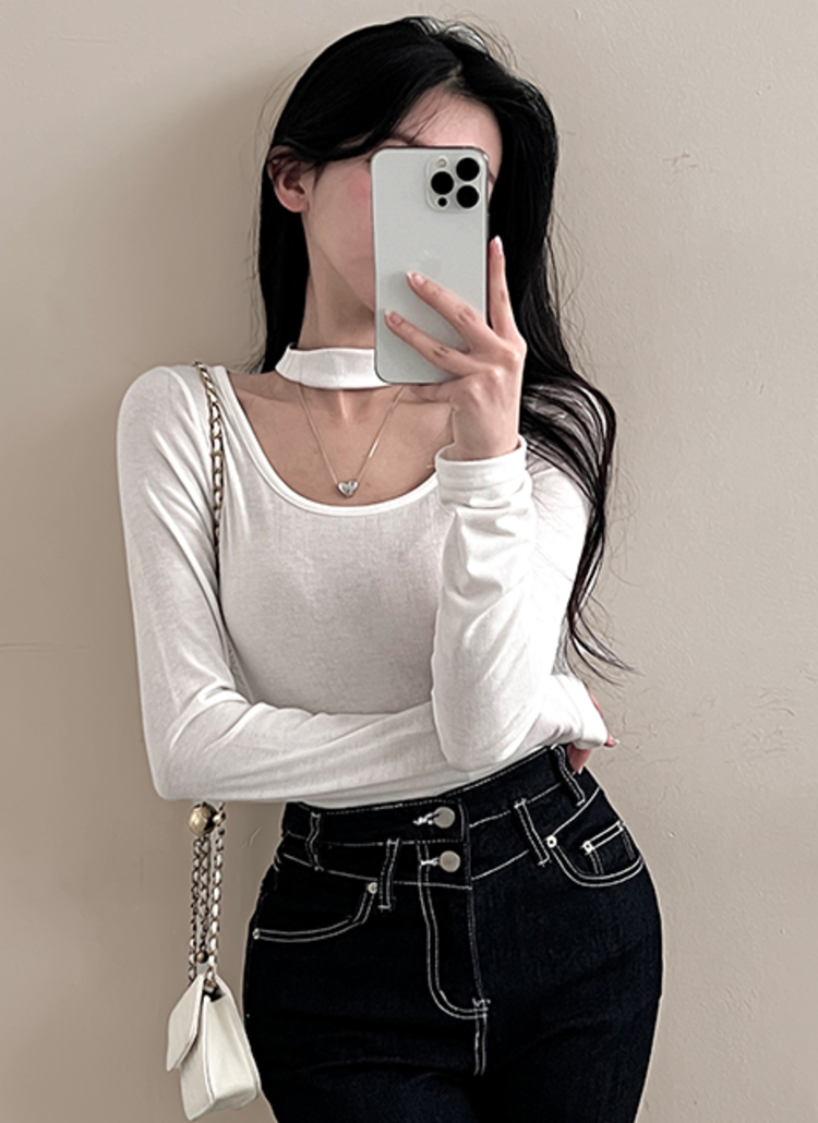 チョーカーネック長袖Tシャツ | レディースファッション通販 - DHOLIC
