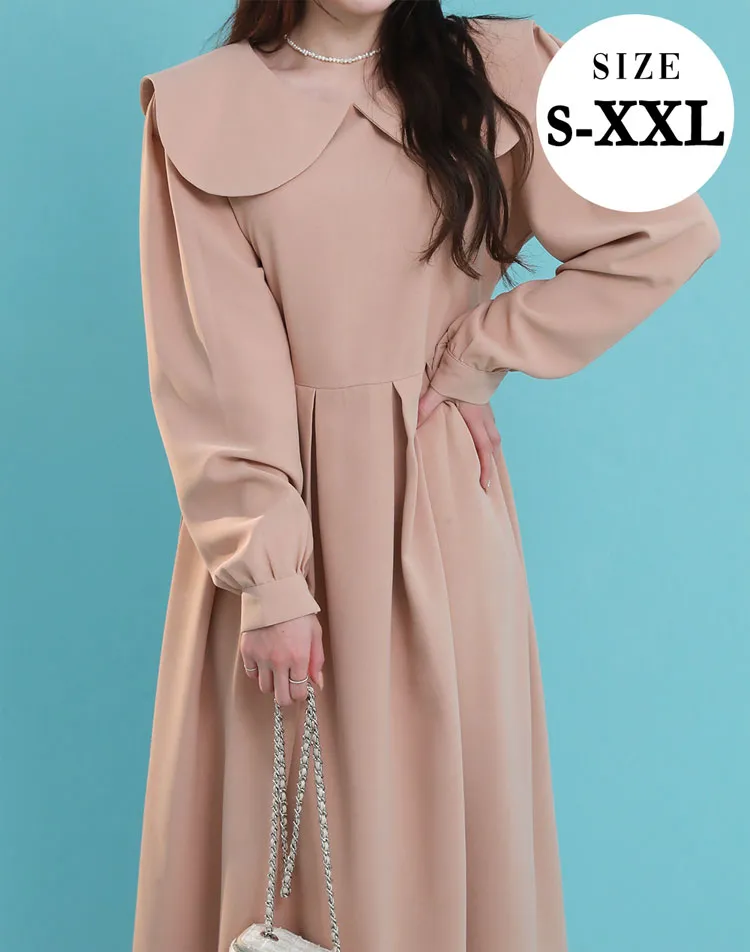 ラウンドカラータックリボンパフマキシワンピース | DHOLIC | 詳細画像1