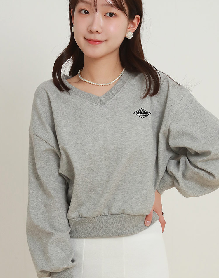 ゴルフウェア トレーナー 韓国 DHolic ロゴバック配色スウェット VネックSEASON刺繍ロゴスウェット | レディースファッション通販 - DHOLIC