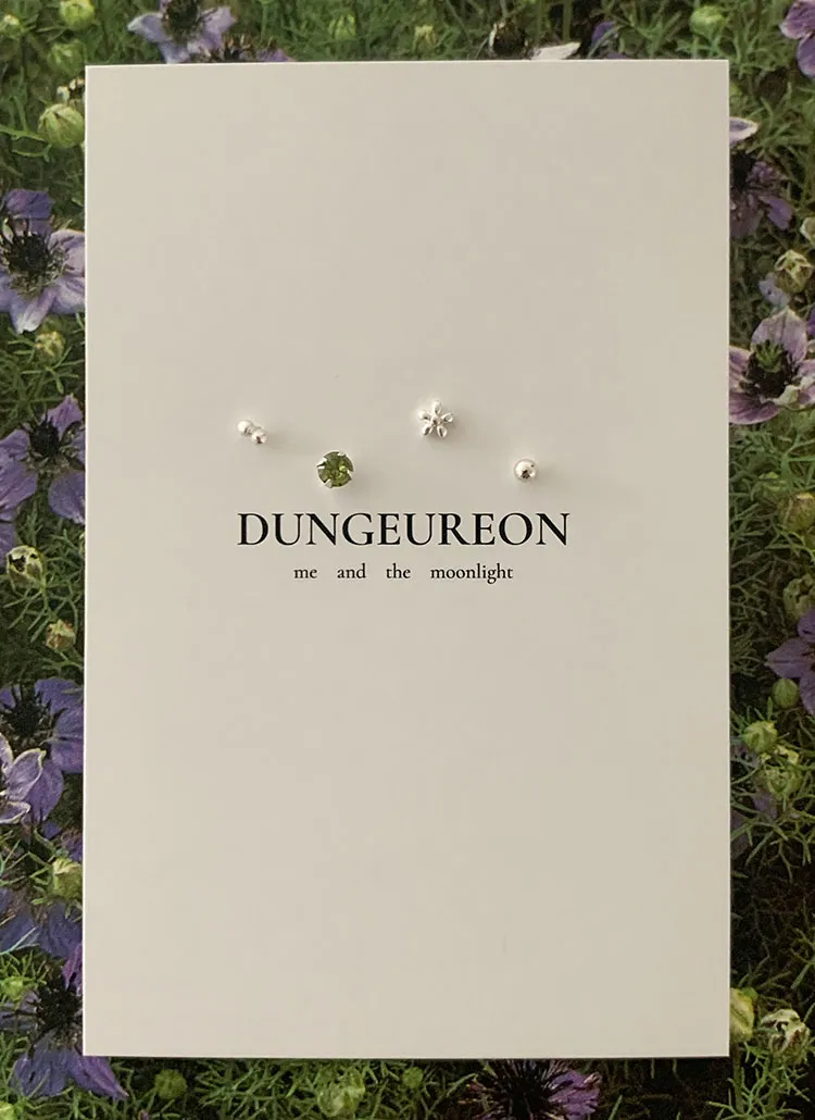 ミニグリーンキュービックピアス4SET | dungeureon | 詳細画像1