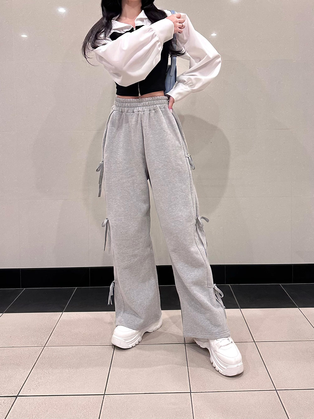 裏起毛サイドリボンスウェットパンツ | レディースファッション通販