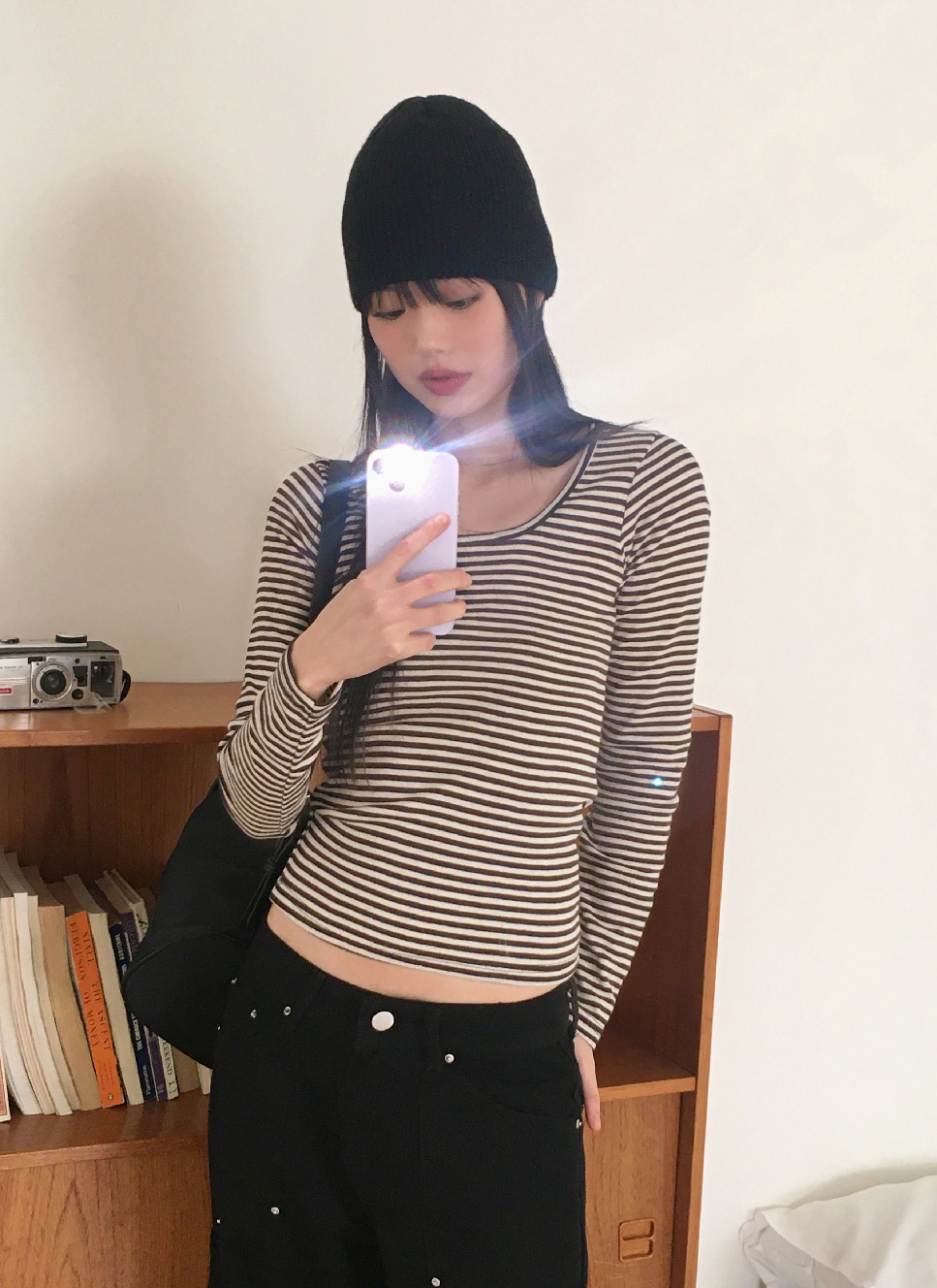 ボーダークロップド長袖Tシャツ | レディースファッション通販 - DHOLIC