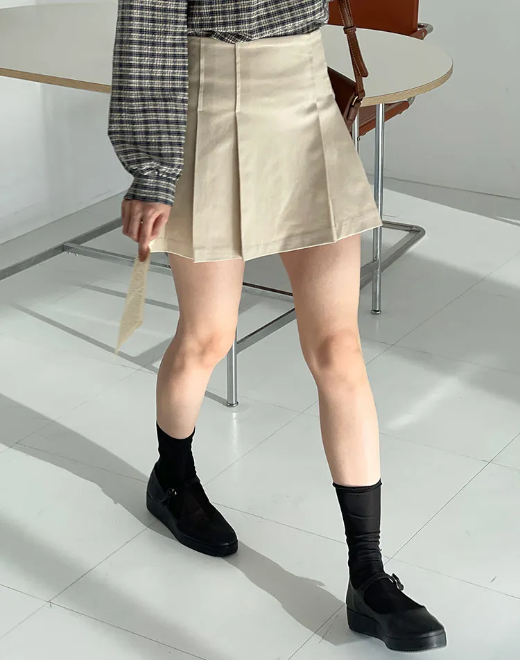 パンツ裏地ツータックミニスカート | DHOLIC | 詳細画像1