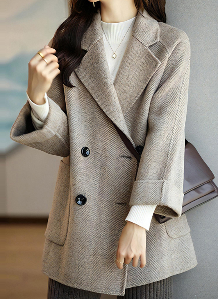 ヘリンボーンダブルボタンコート | レディースファッション通販 - DHOLIC