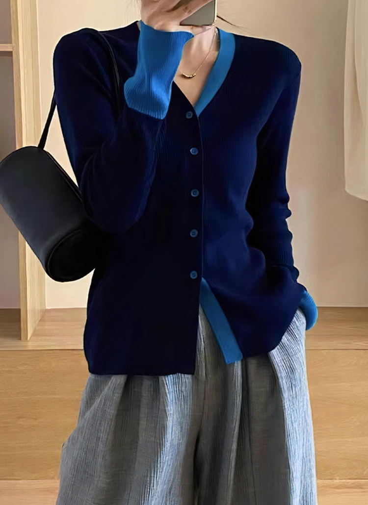 バイカラーニットカーディガン | レディースファッション通販 - DHOLIC