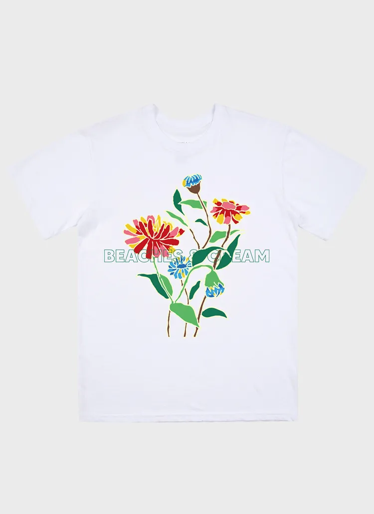 FLOWERプリント半袖Tシャツ(WHITE) | 詳細画像1