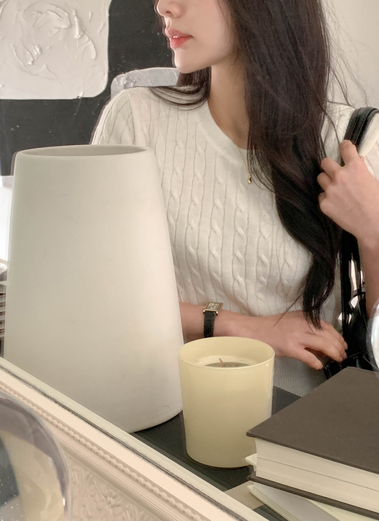 カシミヤ混ケーブル半袖ニット | レディースファッション通販 - DHOLIC