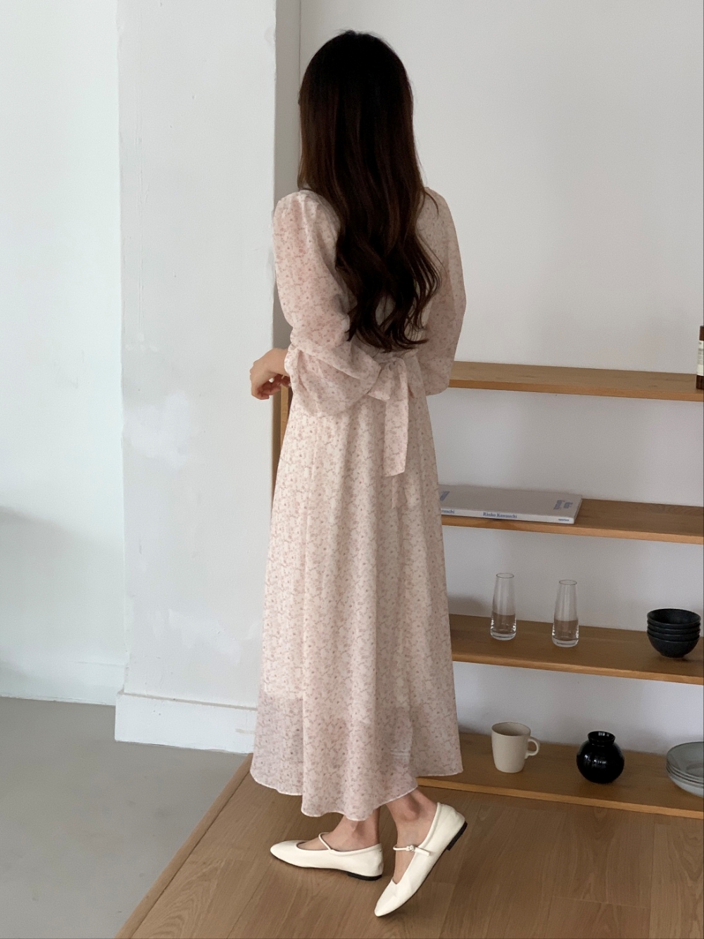 カシュクール花柄シフォンリボンワンピース | 詳細画像3