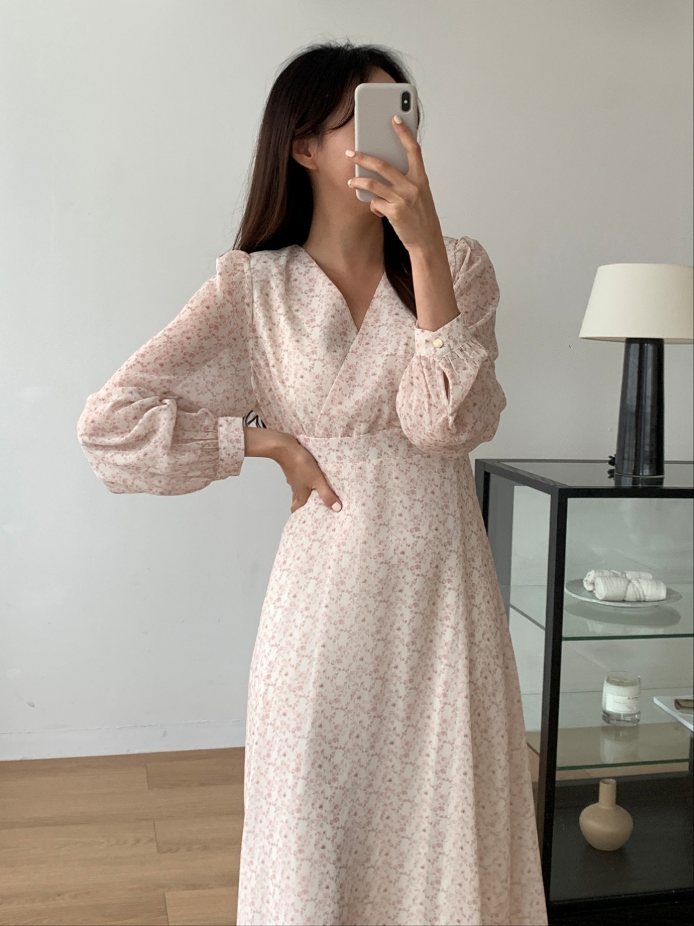 カシュクール花柄シフォンリボンワンピース | 詳細画像7