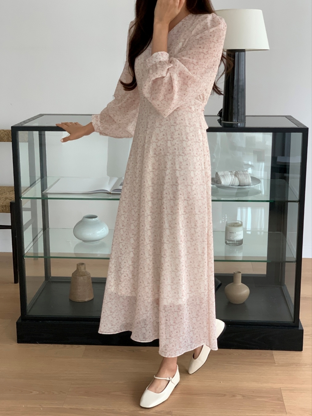 カシュクール花柄シフォンリボンワンピース | 詳細画像18