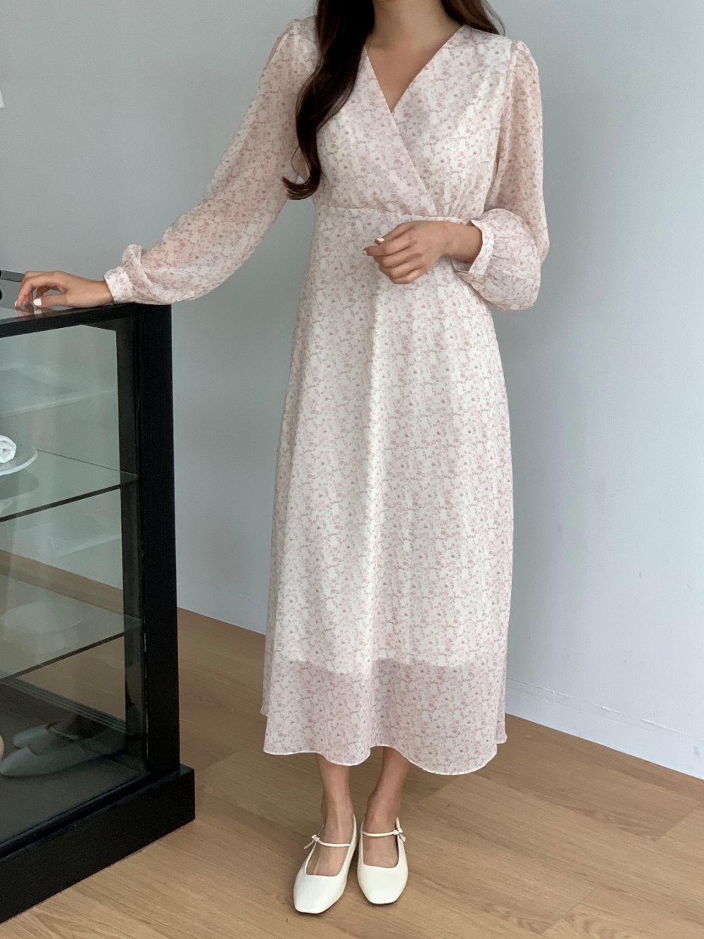 カシュクール花柄シフォンリボンワンピース | 詳細画像19