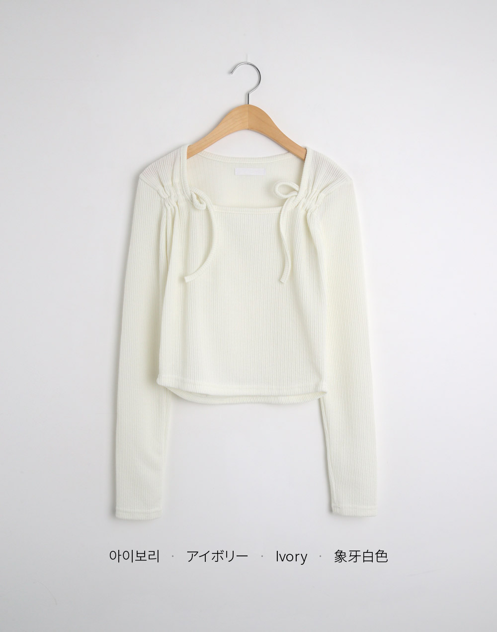 スクエアショルダーストリングクロップドTシャツ | DHOLIC | 詳細画像13