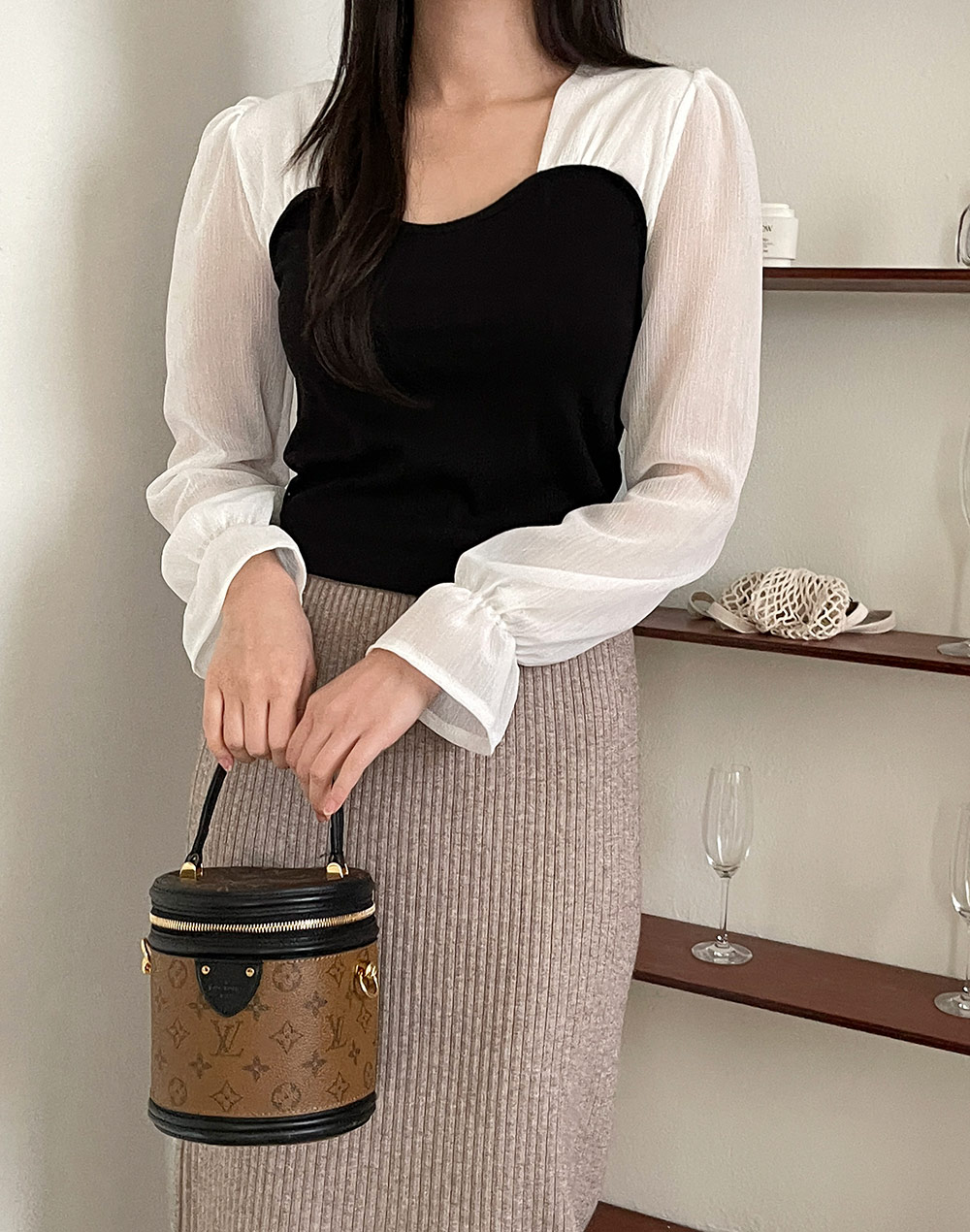 ハートネックシアースリーブTシャツ | DHOLIC | 詳細画像2