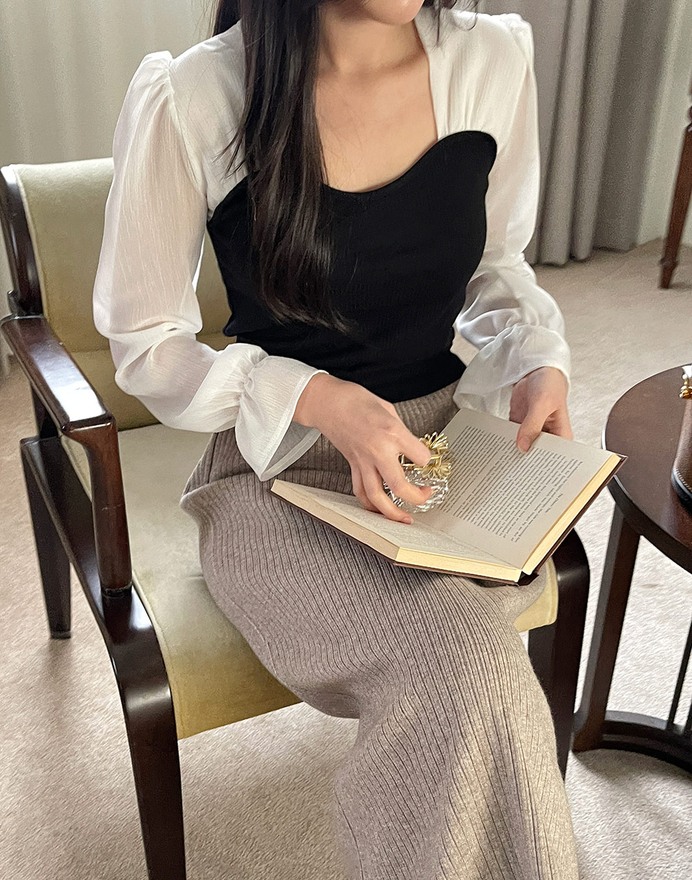 ハートネックシアースリーブTシャツ | DHOLIC | 詳細画像11