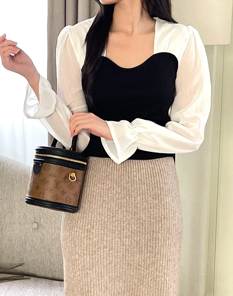 ハートネックシアースリーブTシャツ | DHOLIC | 詳細画像1