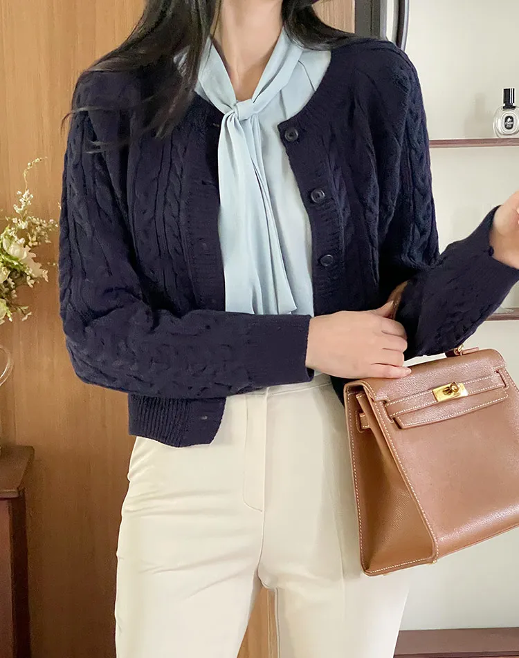 ラウンドラグランケーブルカーディガン | DHOLIC | 詳細画像1