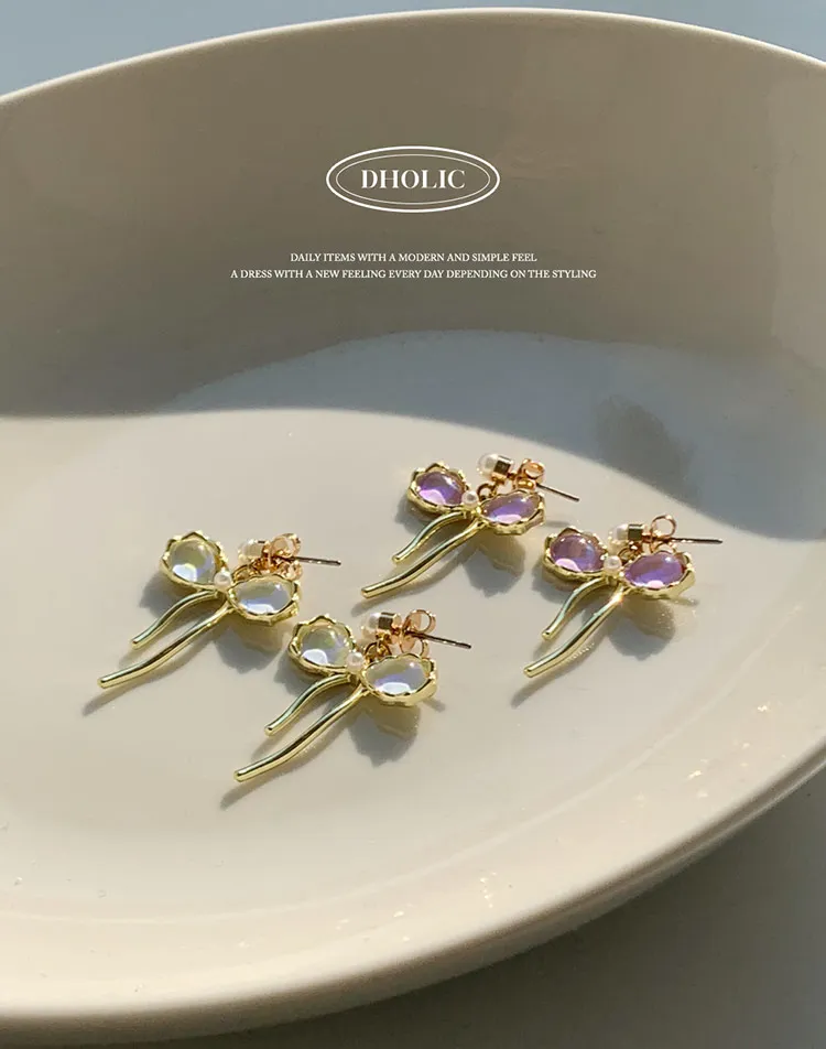 フェイクパールオーロラリボンピアス | DHOLIC | 詳細画像1