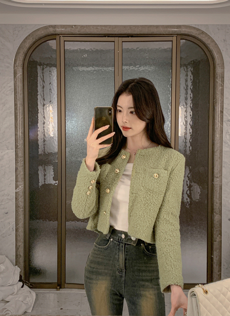 ノーカラーゴールドボタンブークレジャケット | レディース