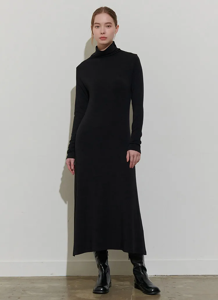タートルネックロングワンピース(ブラック) | レディースファッション  
