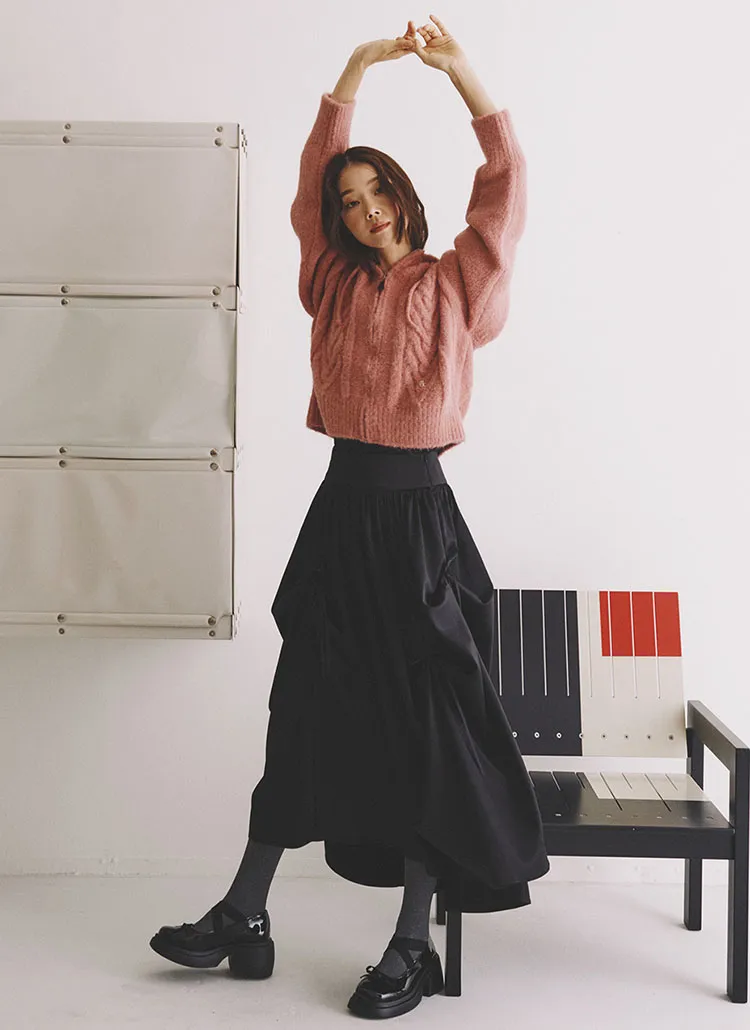 リボンシャーリングフレアスカート(ブラック) | レディース  