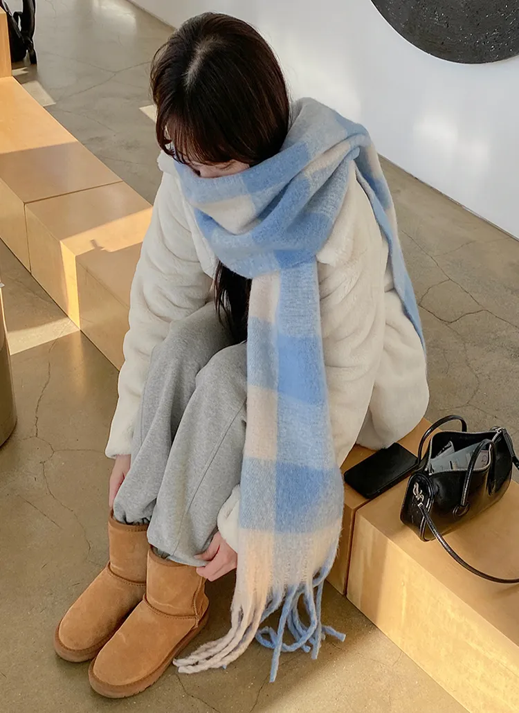 モヘアライクツイストチェックマフラー | cream creme | 詳細画像1