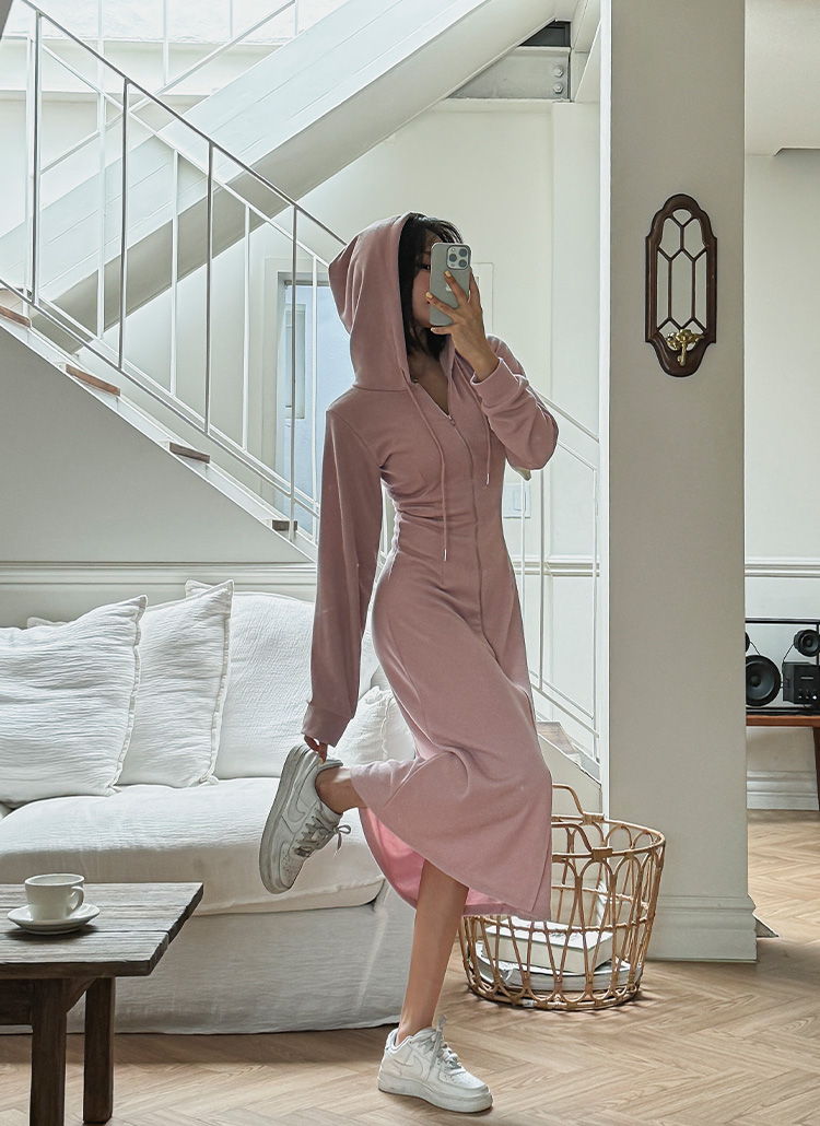 ジップアップマーメイドパーカーワンピース | レディースファッション