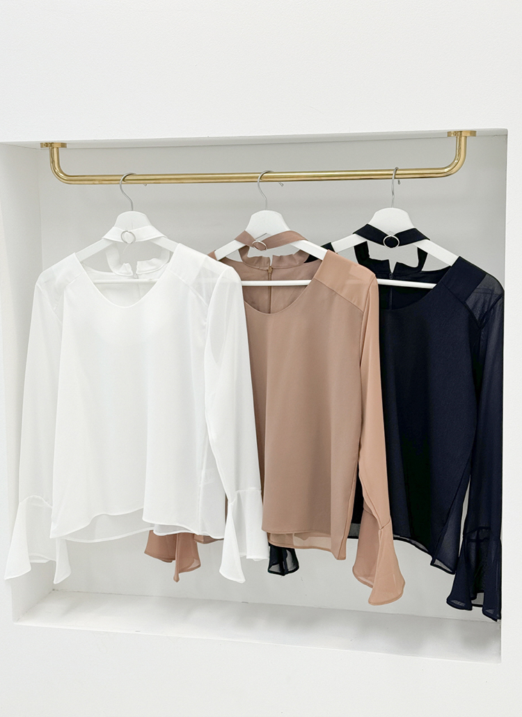 チョーカーネックシースルーシフォンブラウス | レディース