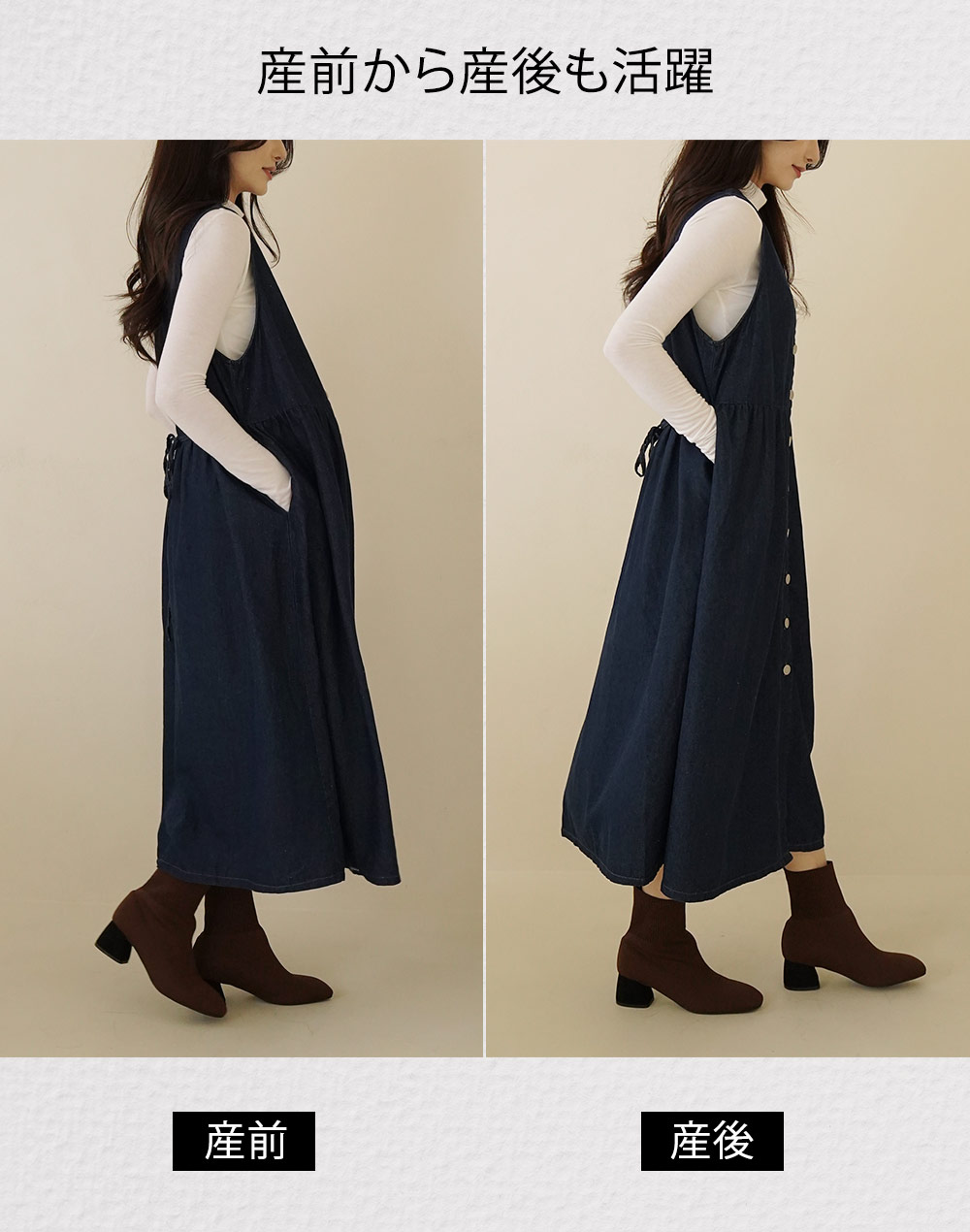 極美品✨パーリーゲイツ デニムワンピース 半袖 リネン混 ミモレ丈 バックボタン ボタンリボンノースリデニムワンピース | レディースファッション通販