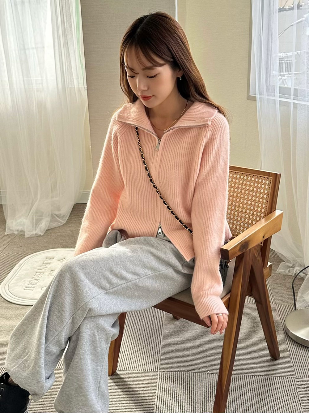 2WAYダブルジップニットカーディガン | レディースファッション通販