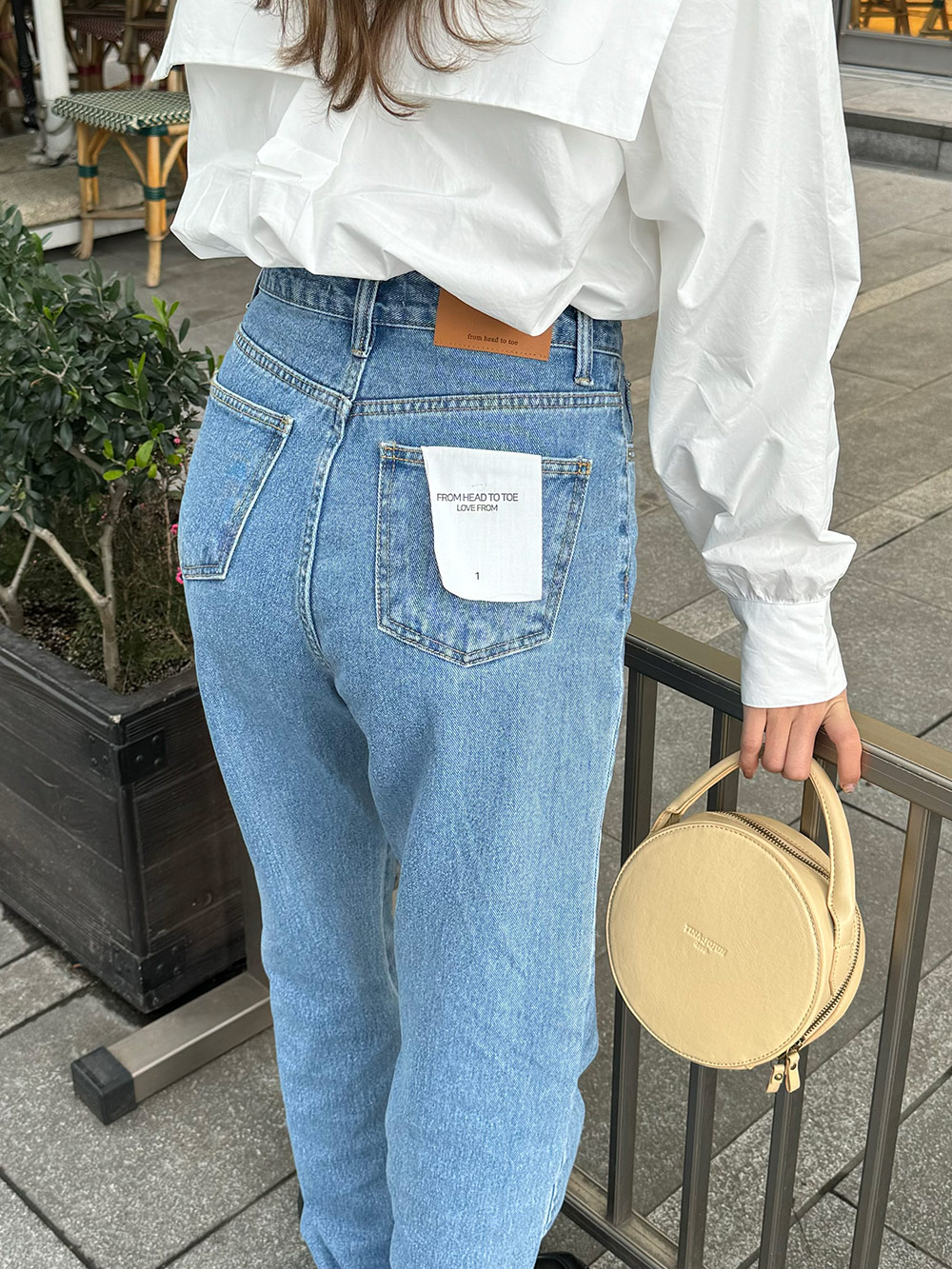 フェイクレザーパッチストレートデニムパンツ | 詳細画像6