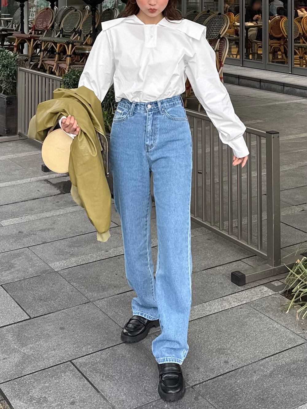 フェイクレザーパッチストレートデニムパンツ | 詳細画像16