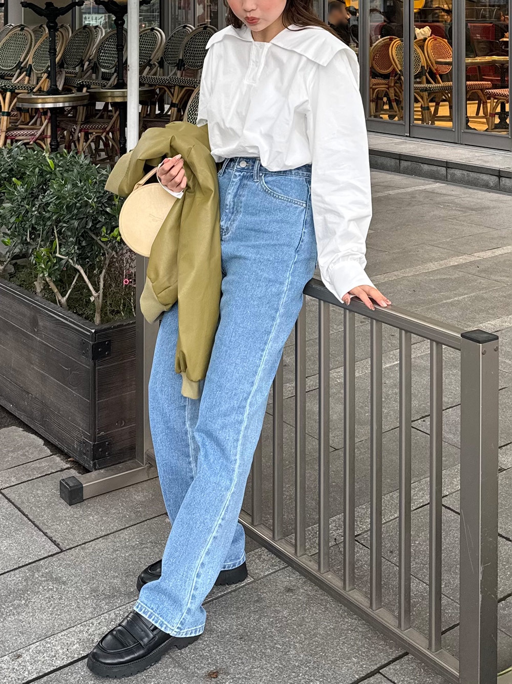 フェイクレザーパッチストレートデニムパンツ | 詳細画像17