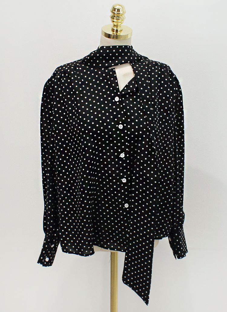 ドット柄ボウタイブラウス | レディースファッション通販 - DHOLIC