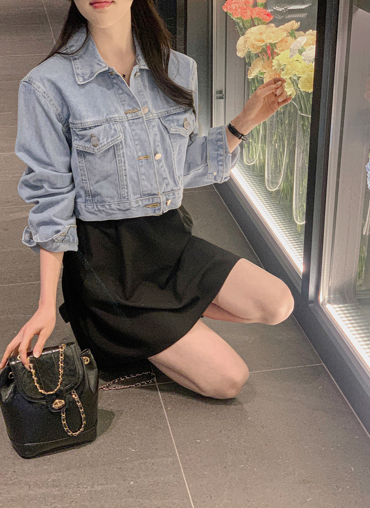 Dholic minsshopワイドカラークロップドデニムジャケット　Gジャン クロップドシャツGジャン｜PETAL ONLINE（ペタルオンライン）