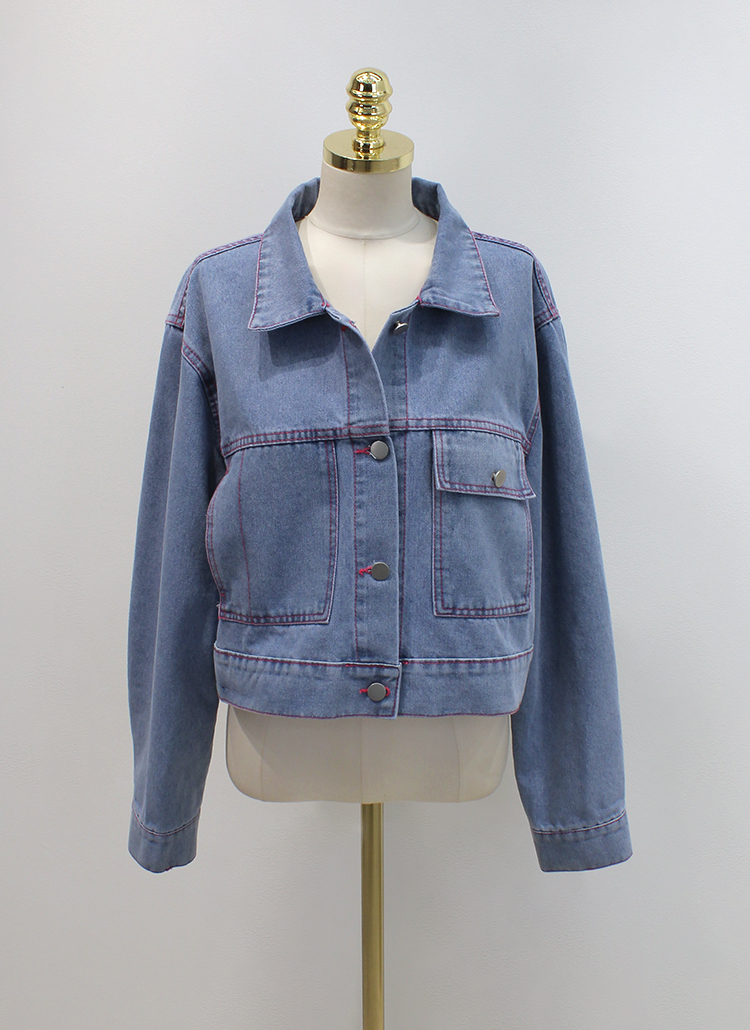バーバリーブルーレーベル　デニムジャケット クロップドスタイル ピンク馬刺繍 ピンクステッチデニムジャケット | レディースファッション通販