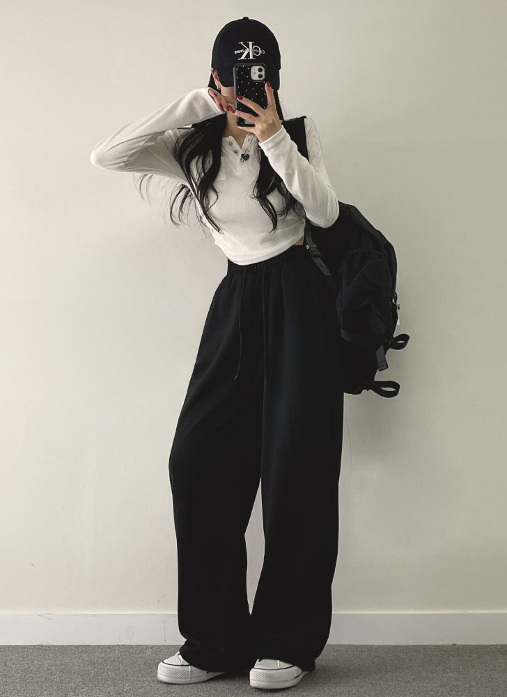 theredthread スウェットパンツドローストリング付き ドロストワイド